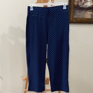 Lands' End Navy Blue Polka Dot Cropped Pants